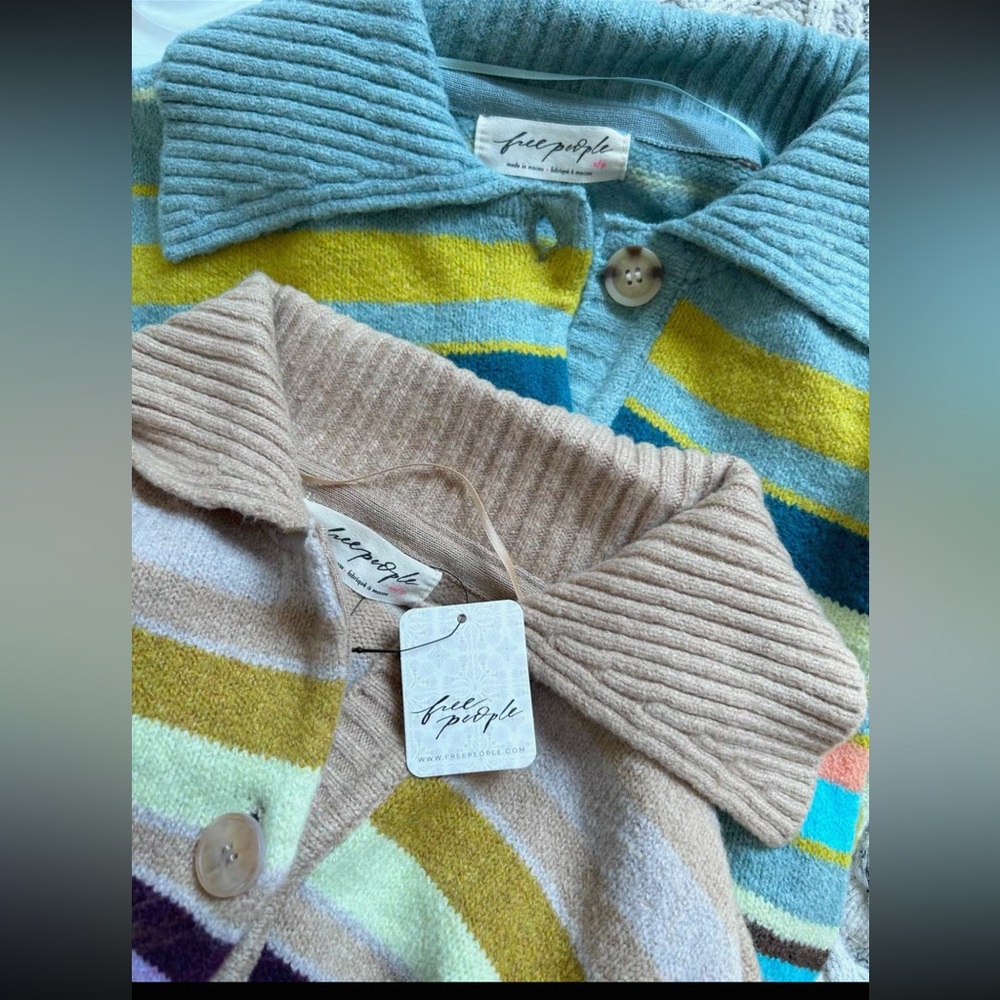Free People Trading Up Striped Polo S in Grey Combo - Picture 3 of 8